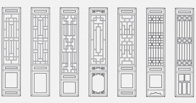 军垦路街道常用中式仿古花窗图案隔断设计图